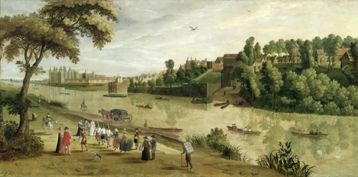 Die Themse in Richmond, mit dem alten Königspalast, ca. 1620